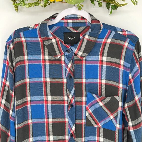 Rails Hunter Blue Black Red Flannel Button Down Shirt Size Large - Picture 4 of 9